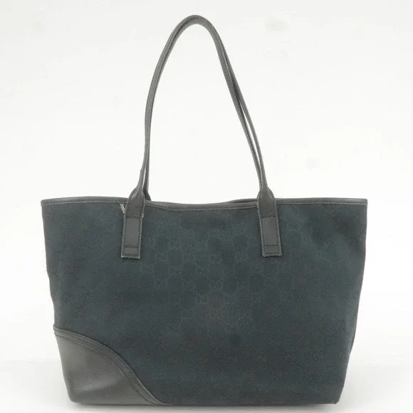 💎✨BEAUTIFUL✨💎 GUCCI Tote Bag Black GG Canvas Leather - Picture 3 of 16